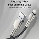 Cablu Baseus Cafule Series Metal (CALJK-A06), USB to Lightning, 2.4A, 480Mbps, 1m, Verde
