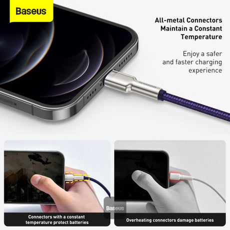 Cablu Baseus Cafule Series Metal (CALJK-B05), USB to Lightning 2.4A, 2m, Mov