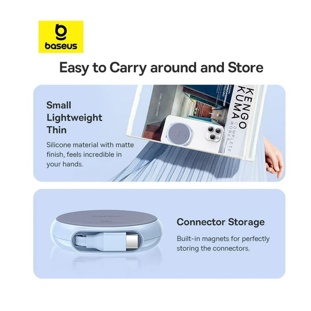 Cablu Baseus Pathfinder Series (P10368400311-00), Type-C to Type-C, 100W, 1m, Retractable, Galaxy Blue