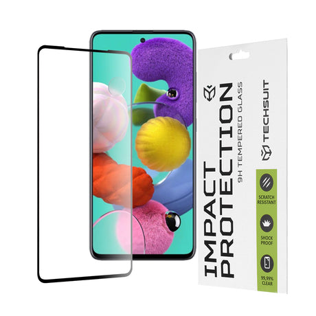 Folie de protectie Techsuit 111D Full Cover / Full Glue Glass compatibil cu Samsung Galaxy A51 4G / A51 5G, Negru