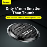 Incarcator Baseus Car Grain (CCALL-ML02), Dual USB, LED Backlight, 5V, 3.1A, Alb
