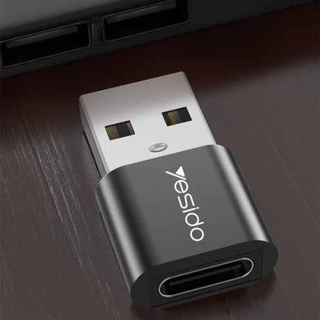 Adaptor Yesido OTG Adapter (GS09), USB to Type-C, Plug & Play, 5Gbps, Negru
