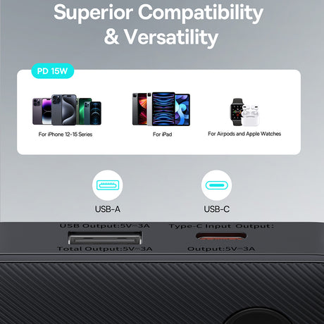 Baterie externa Baseus Airpow Lite (P10067500123-00), USB, Type-C, 15W, 10000mAh, with Cable Type-C, 30cm, Negru Cosmic