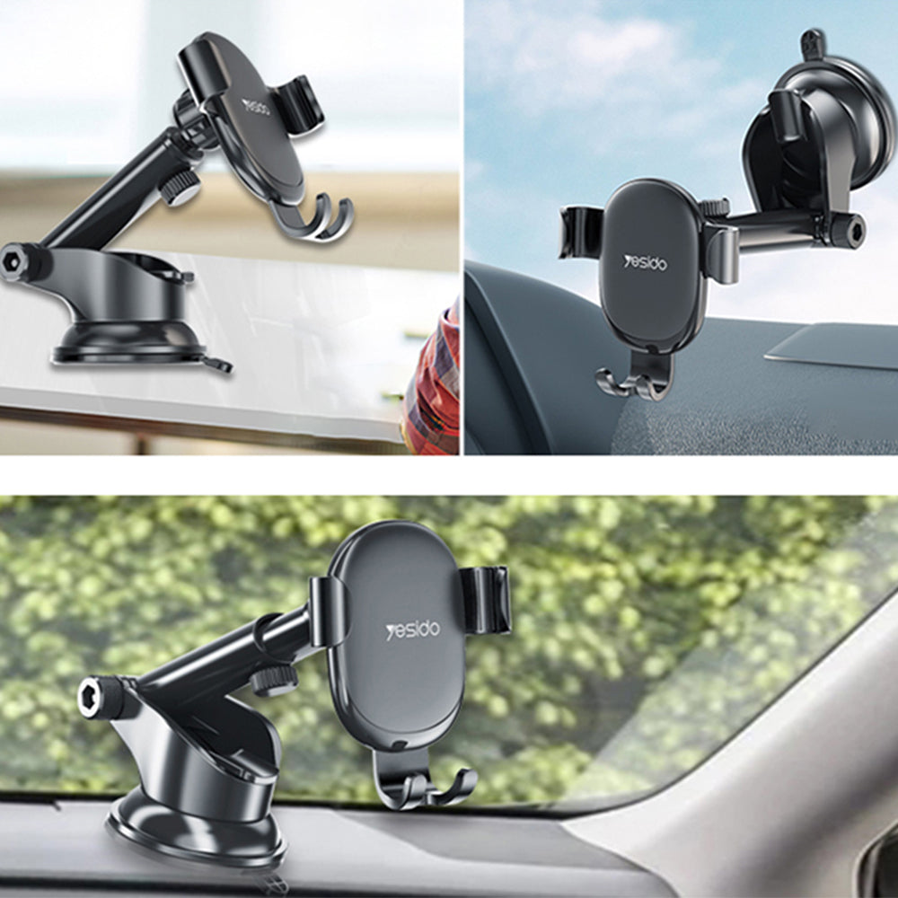 Suport Yesido (C120), Gravity Grip, Extendable Arm for Dashboard, Windshield, Negru