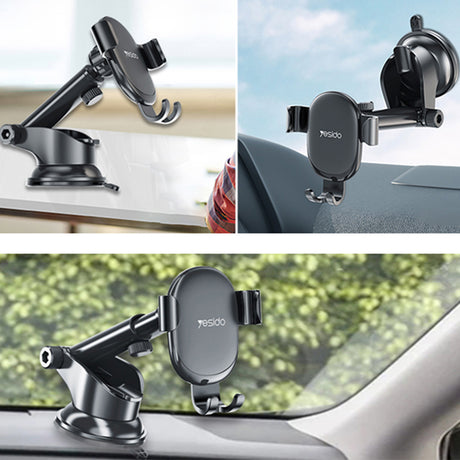Suport Yesido (C120), Gravity Grip, Extendable Arm for Dashboard, Windshield, Negru