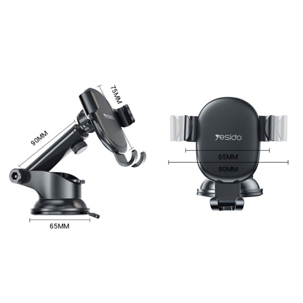 Suport Yesido (C120), Gravity Grip, Extendable Arm for Dashboard, Windshield, Negru