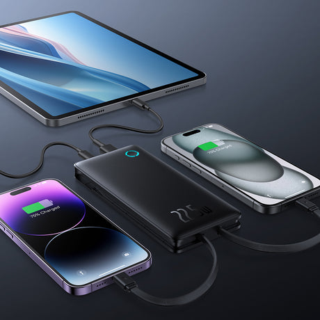 Baterie externa Baseus Airpow Air Lite (P10067501123-00), USB, Type-C, Dual Cable USB-C, Lightning, 22.5W, 10000mAh, Negru