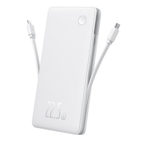 Baterie externa Baseus Airpow Air Lite (P10067501213-00), USB, Type-C, Dual Cable USB-C, Lightning, 22.5W, 10000mAh, Alb
