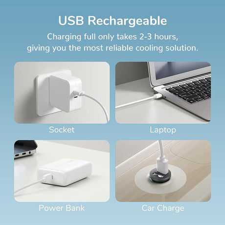 JisuLife Premium Handheld Fan Life1 Plus (FA21), Portable, Type-C, 3 Speeds, 2000mAh, Alb