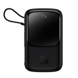 Baterie externa Baseus Qpow Pro (PPQD020001), Lightning, Type-C, USB, 20W, 10000mAh, Cable Type-C, Lightning, 3A, Negru