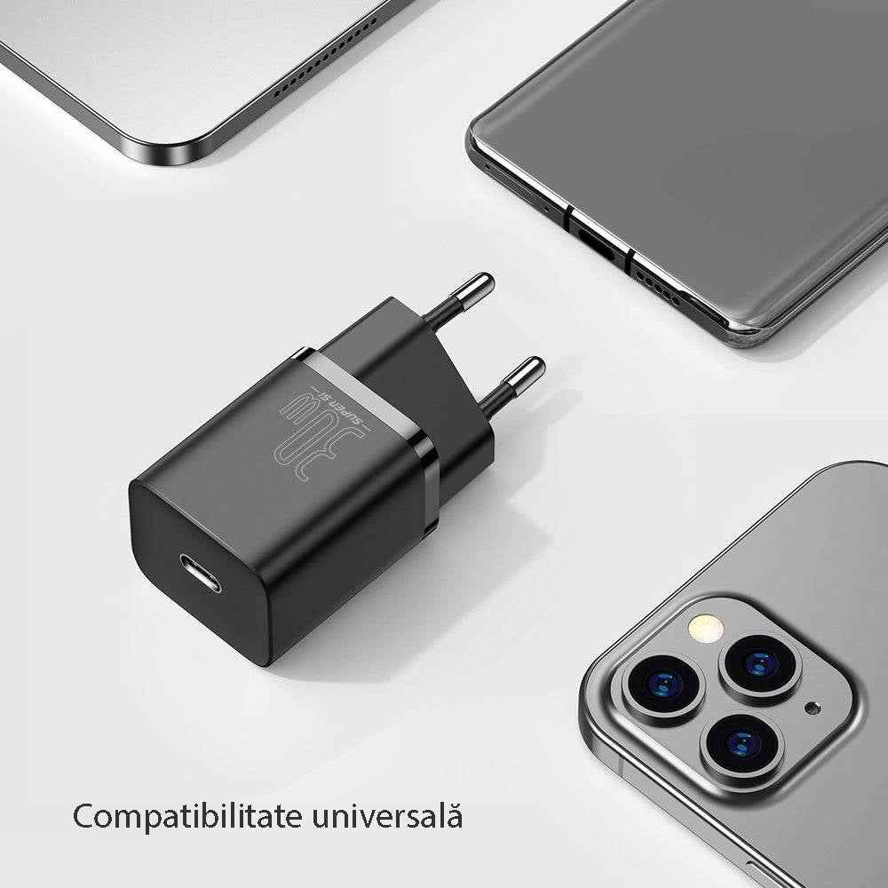 Incarcator Baseus Super Si (CCSUP-J01), Type-C, Fast Charge, 30W, Negru
