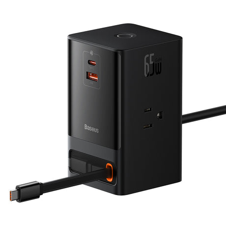 Incarcator Baseus PowerCombo Digital PowerStrip (PSLR000101), 3xAC, USB, Type-C with Type-C Cable, 65W, US Plug, Negru