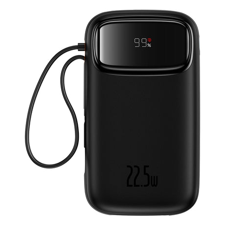 Baterie externa Baseus Qpow Pro+ (P10055003113-00), Lightning, 2x Type-C, USB, 22.5W, 10000mAh, Cable Type-C, 30cm, Negru