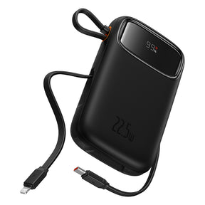 Baterie externa Baseus Qpow Pro+ (P10055003113-00), Lightning, 2x Type-C, USB, 22.5W, 10000mAh, Cable Type-C, 30cm, Negru