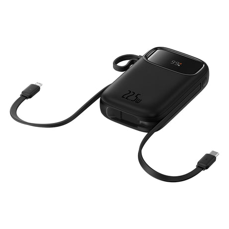 Baterie externa Baseus Qpow Pro+ (P10055003113-00), Lightning, 2x Type-C, USB, 22.5W, 10000mAh, Cable Type-C, 30cm, Negru