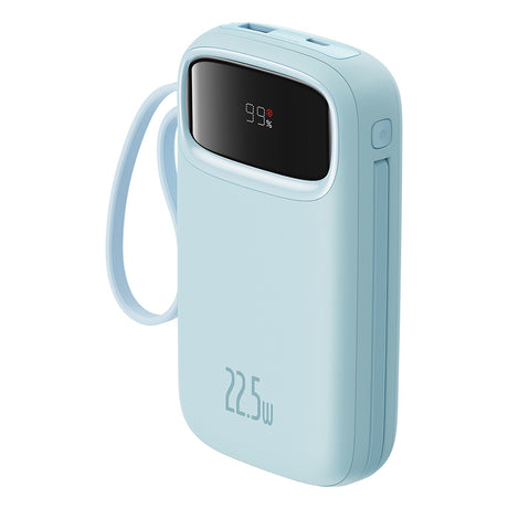 Baterie externa Baseus Qpow Pro+ (P10055003313-00), Lightning, 2x Type-C, USB, 22.5W, 10000mAh, Cable Type-C, 30cm, Albastru