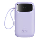 Baterie externa Baseus Qpow Pro+ (P10055003513-00), Lightning, 2x Type-C, USB, 22.5W, 10000mAh, Cable Type-C, 30cm, Mov