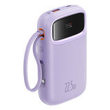 Baterie externa Baseus Qpow Pro+ (P10055003513-00), Lightning, 2x Type-C, USB, 22.5W, 10000mAh, Cable Type-C, 30cm, Mov