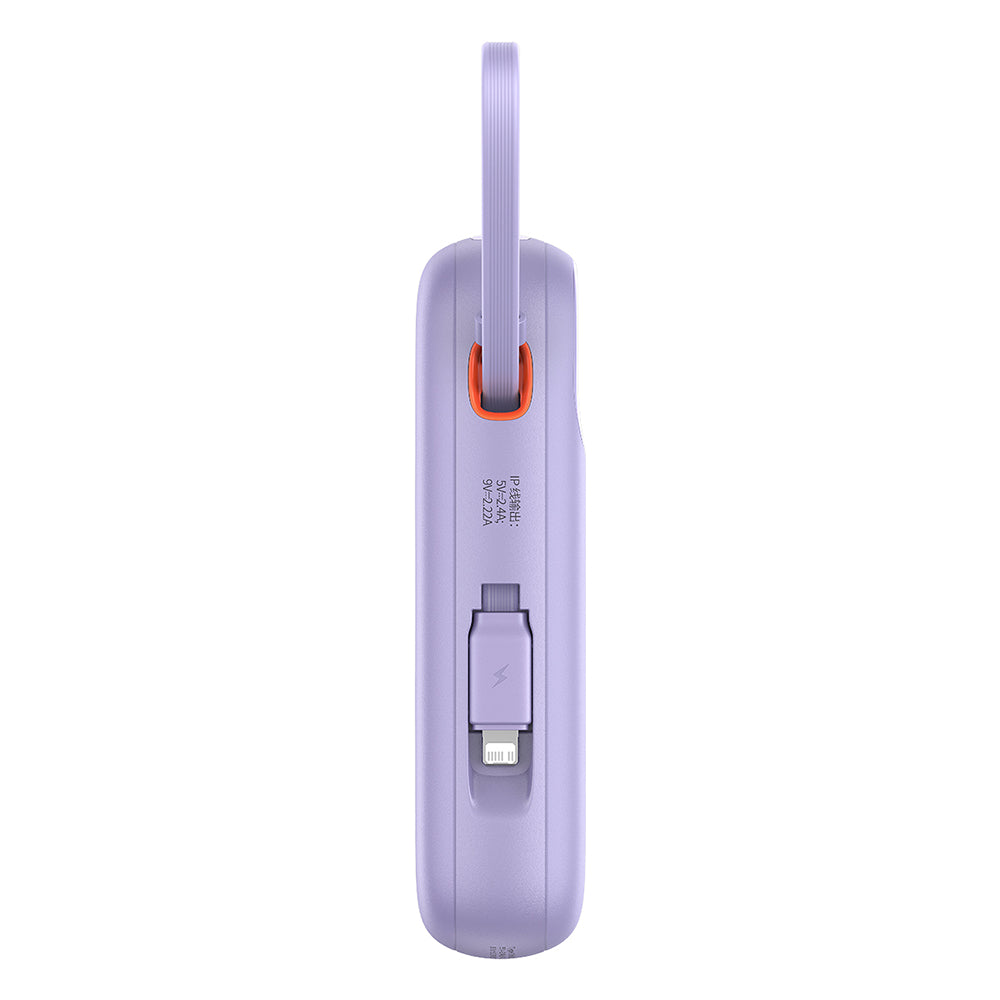 Baterie externa Baseus Qpow Pro+ (P10055003513-00), Lightning, 2x Type-C, USB, 22.5W, 10000mAh, Cable Type-C, 30cm, Mov