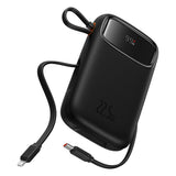 Baterie externa Baseus Qpow Pro+ (P10055002113-00), Lightning, 2x Type-C, USB, 22.5W, 20000mAh, Cable Type-C, 30cm, Negru