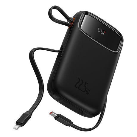 Baterie externa Baseus Qpow Pro+ (P10055002113-00), Lightning, 2x Type-C, USB, 22.5W, 20000mAh, Cable Type-C, 30cm, Negru