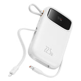 Baterie externa Baseus Qpow Pro+ (P10055002223-00), Lightning, 2x Type-C, USB, 22.5W, 20000mAh, Cable Type-C, 30cm, Alb