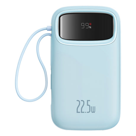 Baterie externa Baseus Qpow Pro+ (P10055002313-00), Lightning, 2x Type-C, USB, 22.5W, 20000mAh, Cable Type-C, 30cm, Albastru