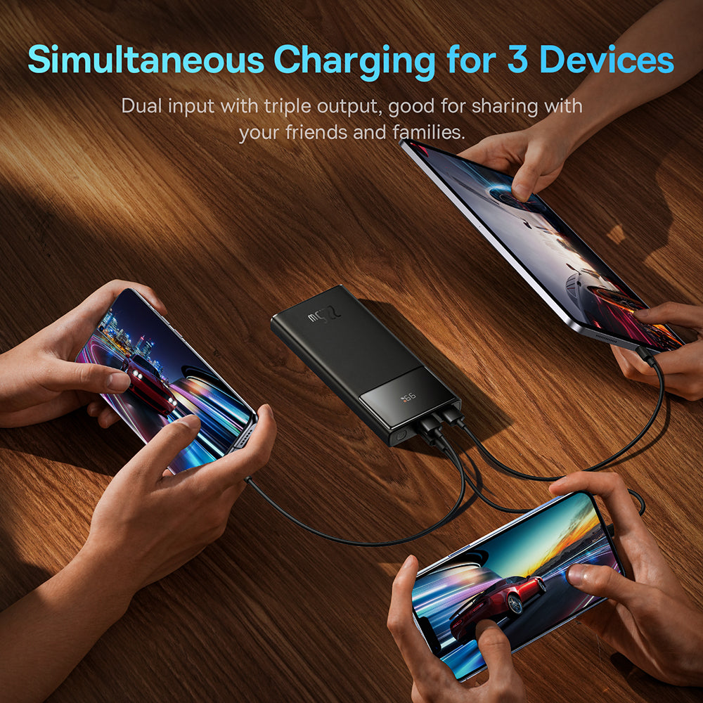 Baterie externa Baseus Star-Lord (PPXJ100001), 2x USB, Type-C, Micro-USB, 22.5W, 10000mAh, Cable Type-C, 3A, 30cm, Negru