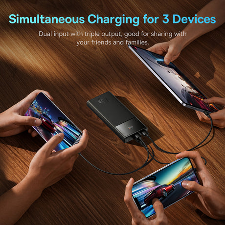 Baterie externa Baseus Star-Lord (PPXJ100001), 2x USB, Type-C, Micro-USB, 22.5W, 10000mAh, Cable Type-C, 3A, 30cm, Negru