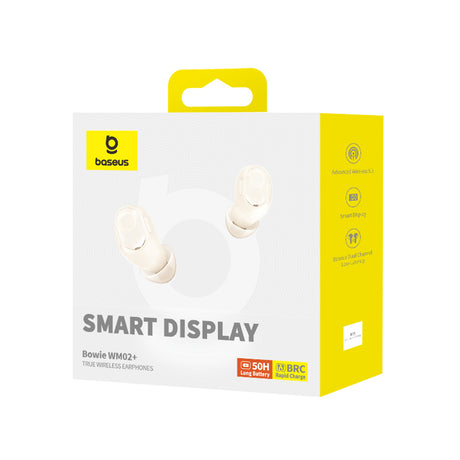 Casti Baseus WM02+ (NGTW370302), True Wireless Stereo, Bluetooth V5.3, Smart Display, Crem Y White