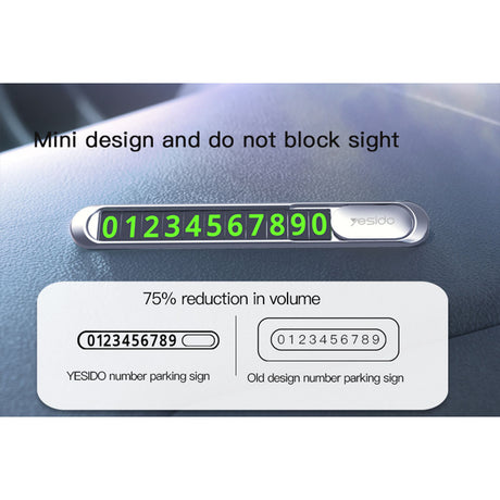 Gadget Yesido Parking Number (C88), for Dashboard, Number Hiding, Fluorescent Digits, Weather-Resistant, 3M Adhesive, Negru