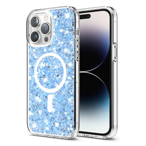 Husa de protectie Techsuit Sparkly Glitter MagSafe compatibil cu iPhone 14 Pro, Albastru