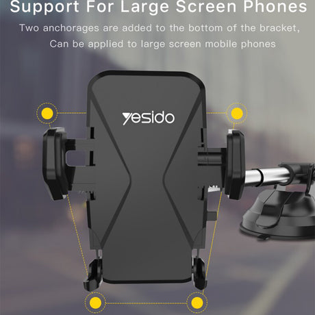 Suport Yesido (C40), Extendable Arm for Dashboard, Windshield, Negru