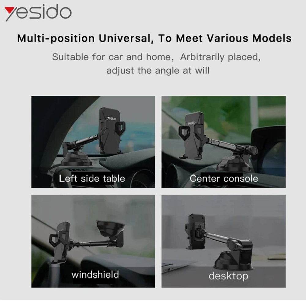 Suport Yesido (C40), Extendable Arm for Dashboard, Windshield, Negru