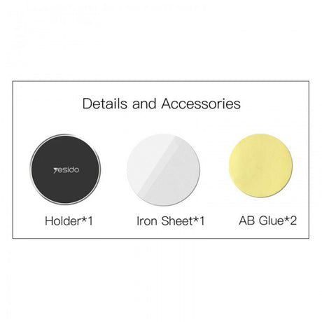 Suport Yesido (C38), Magnetic Grip for Dashboard, Negru