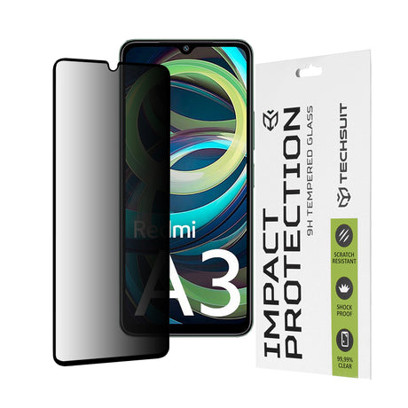 Folie de protectie Techsuit 111D Privacy Full Glue compatibil cu Xiaomi Redmi A3 / Redmi A3x, Negru
