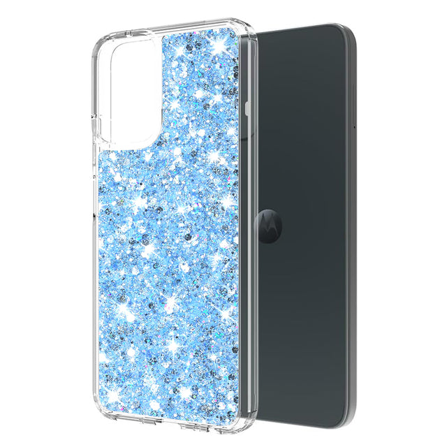 Husa de protectie Techsuit Sparkly Glitter compatibil cu Motorola Moto G14, Albastru