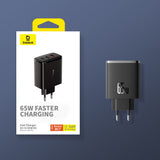 Incarcator Baseus (P10152301113-00), 2x Type-C + USB, 65W, Negru