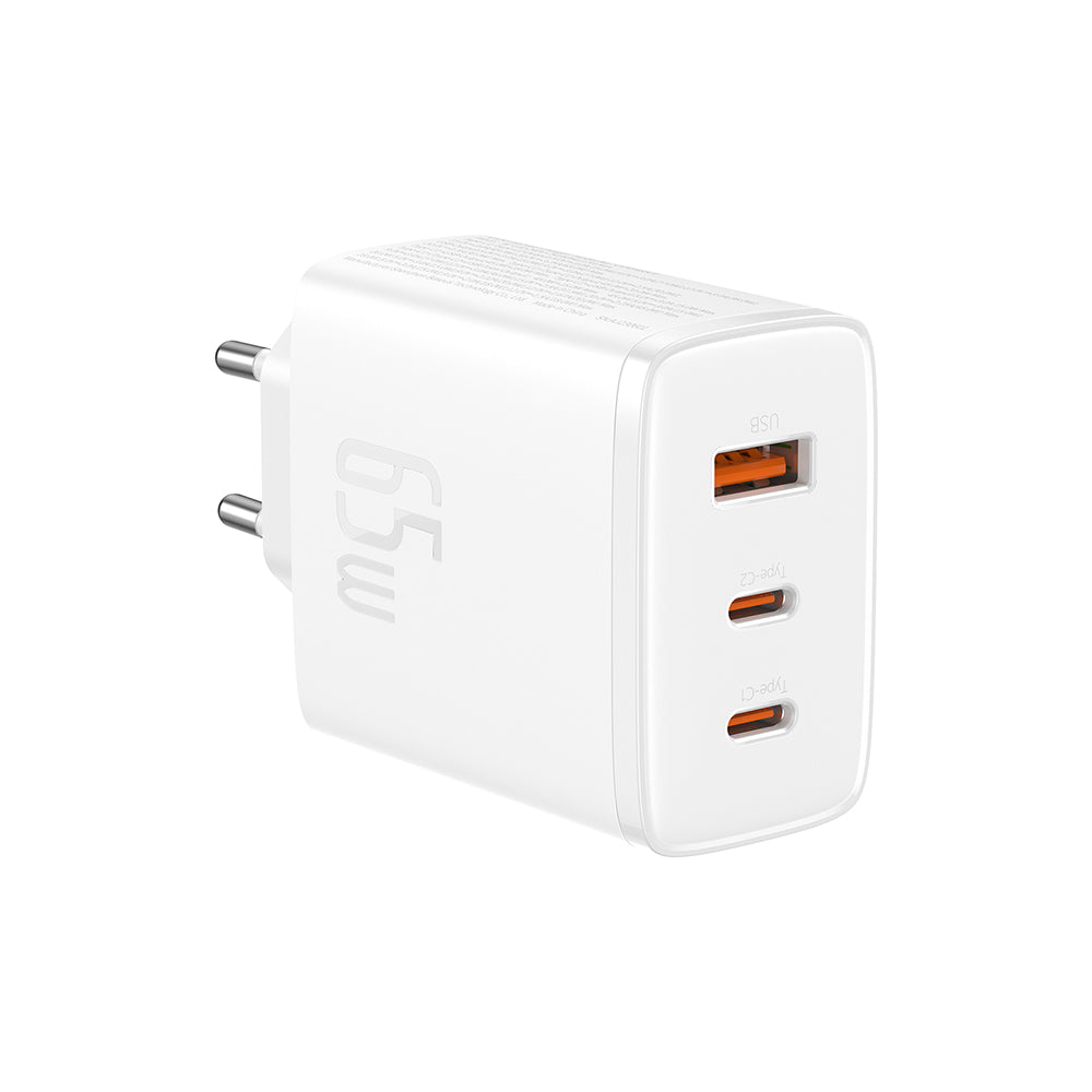 Incarcator Baseus (P10152301213-00), 2x Type-C + USB, 65W, Alb