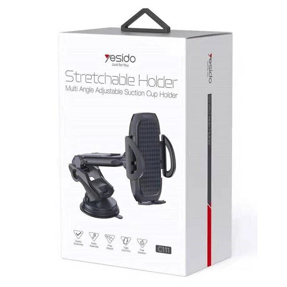 Suport Yesido (C111), Extendable Arm, 360° Rotation Angle, for Dashboard, Windshield, Negru