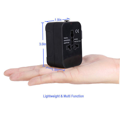 Incarcator Techsuit Travel Adapter (HHT202), 2 x USB, EU, UK, AUS, US, Negru