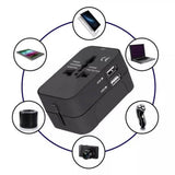 Incarcator Techsuit Travel Adapter (HHT202), 2 x USB, EU, UK, AUS, US, Negru