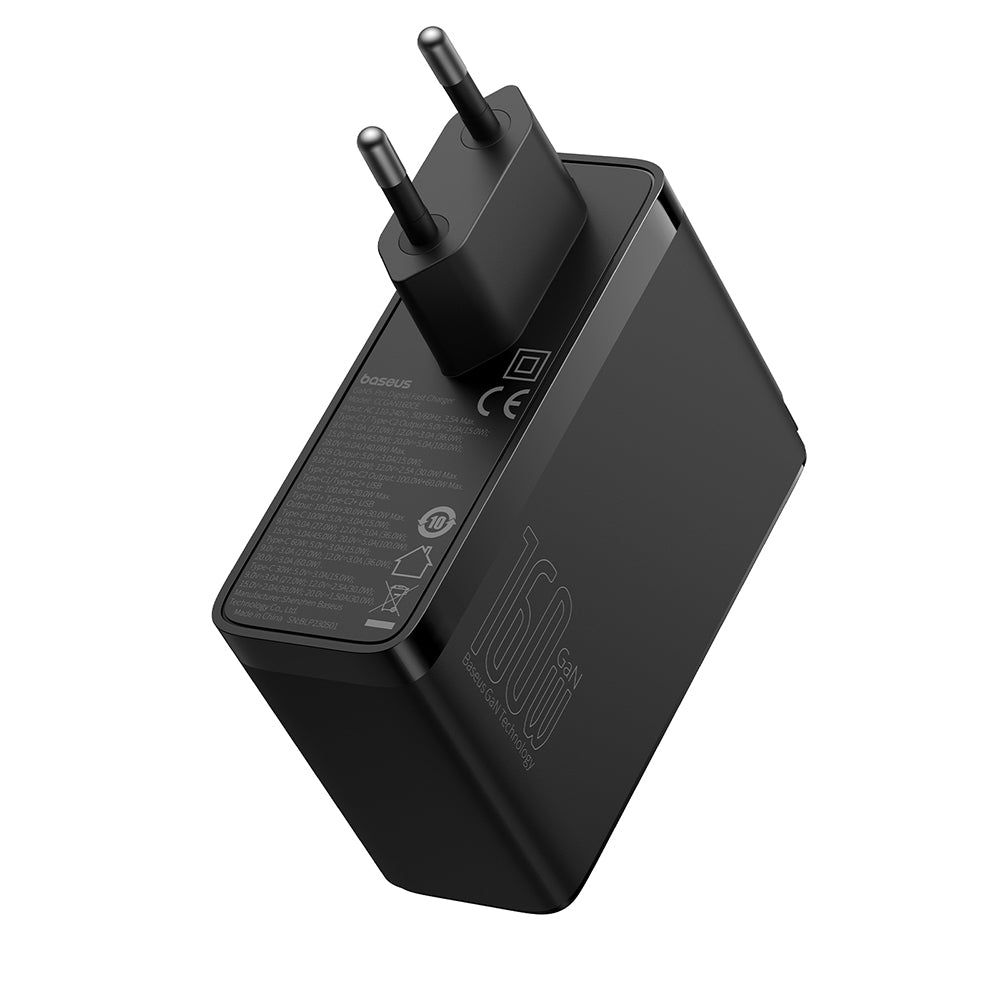 Incarcator Baseus GaN5 Pro Digital (P10110825113-00), Type-C Cable Included, Fast Charger, 2xType-C, USB, 160W, 240W, Negru