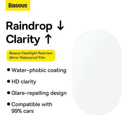 Gadget Baseus (set de 2) Rainproof Film ClearSight (C11853200201-00), for Car Rearview Mirror, Oval, Waterproof, 0.27mm, 96 x 136mm, Transparent
