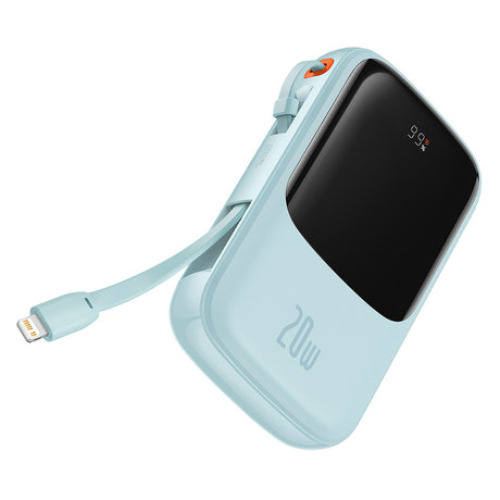 Baterie externa Baseus Qpow Pro (PPQD030003), Lightning, Type-C, USB, 20000mAh, 20W, with Cable USB-C, Lightning, 3A, Albastru