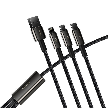 Cablu Baseus Tugsten Gold 3in1 (CAMLTWJ-01), USB to Type-C, Lightning, Micro-USB 3.5A, 1.5m, Negru