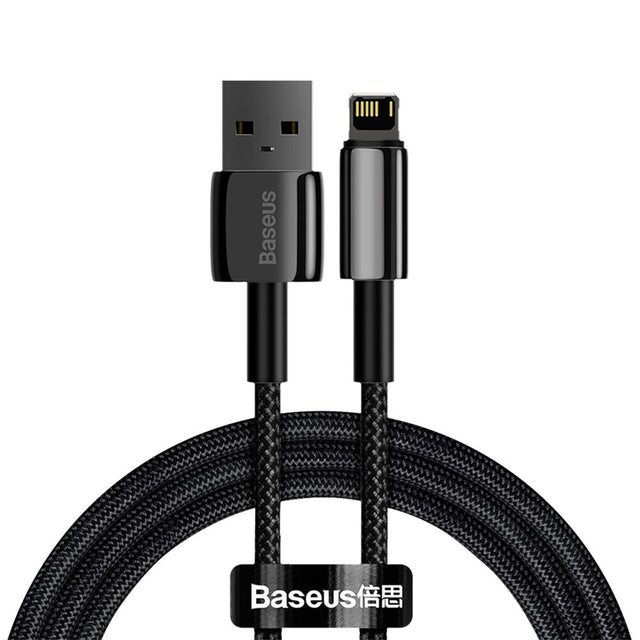 Cablu Baseus Tugsten Gold (CALWJ-01), USB to Lightning, 2.4A, 1m, Negru