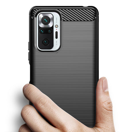 Husa de protectie Techsuit Carbon Silicone compatibil cu Xiaomi Redmi Note 10 Pro / Note 10 Pro Max, Negru