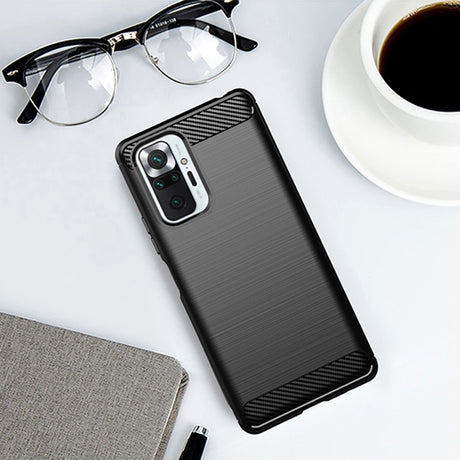 Husa de protectie Techsuit Carbon Silicone compatibil cu Xiaomi Redmi Note 10 Pro / Note 10 Pro Max, Negru