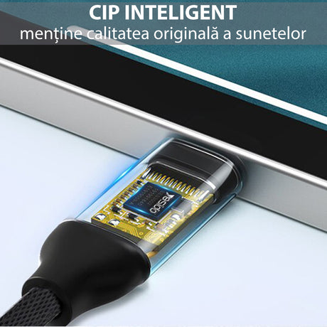 Adaptor Yesido Audio Cable Adapter (YAU19), Type-C to Jack 3.5mm, Negru